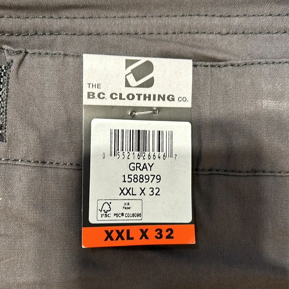 B.C CLOTHING MENS CONVERTIBLE CARGO HIKING SHORTS & PANTS GREY SIZE XXL X32 NEW - Picture 10 of 11
